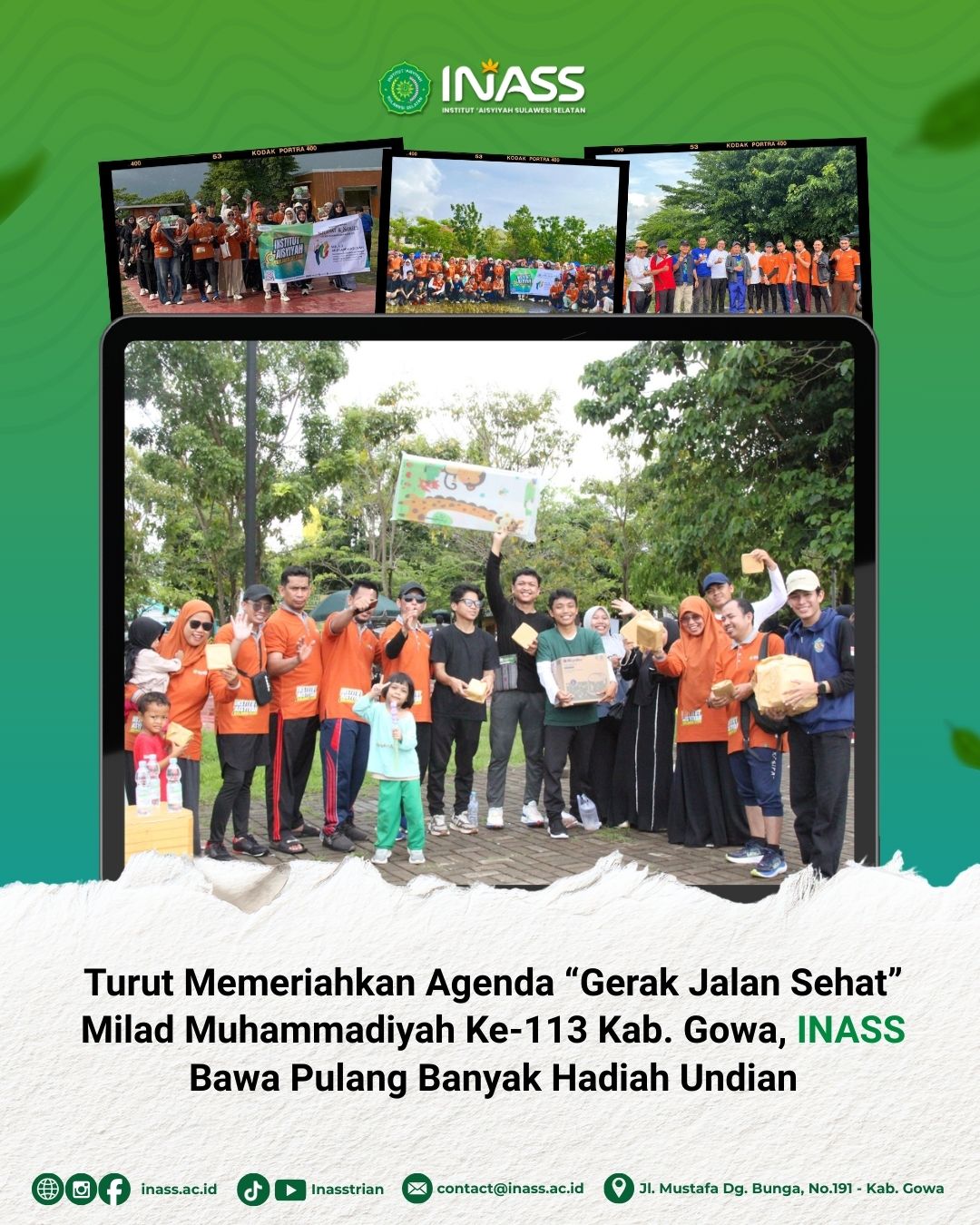 “INASS Meriahkan Gerak Jalan Sehat Milad Muhammadiyah ke-113 di Gowa, Raih Beragam Hadiah Undian”