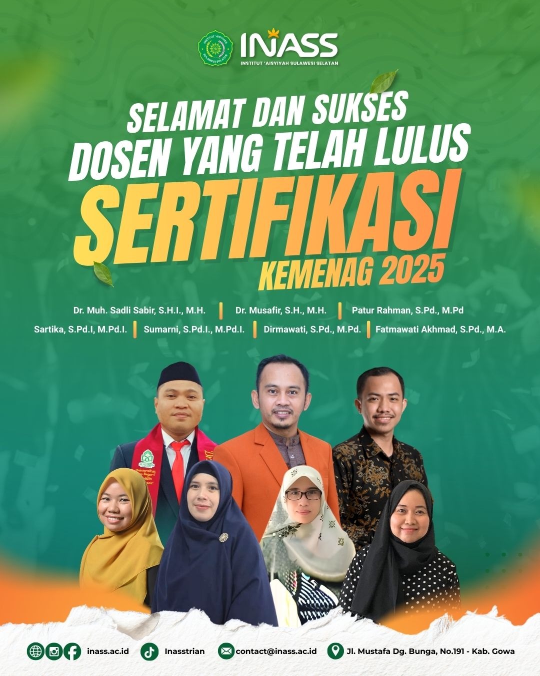 Delapan Dosen INASS Lulus Sertifikasi Kemenag 2025, Perkuat Mutu Akademik dan Daya Saing Institusi
