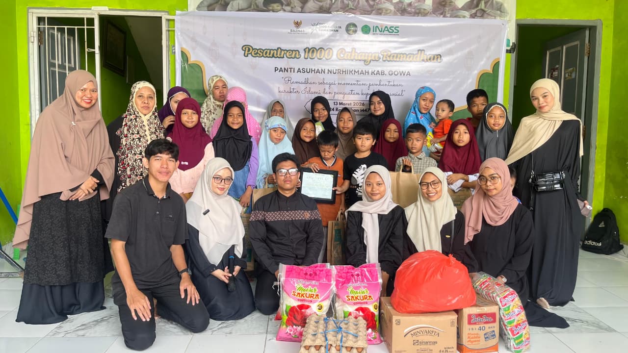 Nyalakan Harapan, Mahasiswa Beasiswa Cendekiawan BAZNAS INAAS Gowa Gelar “Pesantren 1000 Cahaya Ramadhan” di Panti Asuhan Nurhikma.
