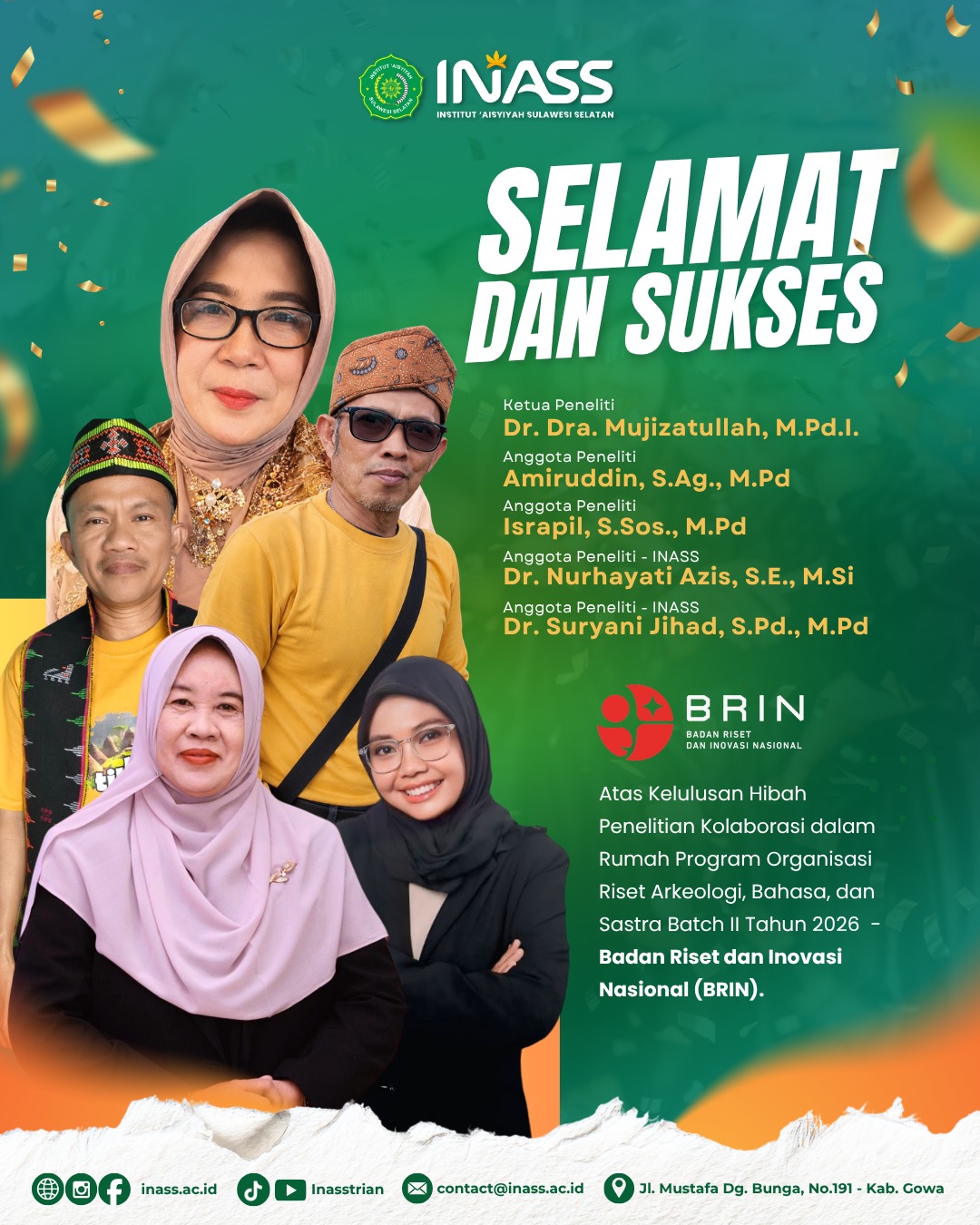 INASS Kembali Torehkan Prestasi Nasional melalui Hibah Penelitian BRIN 2026.