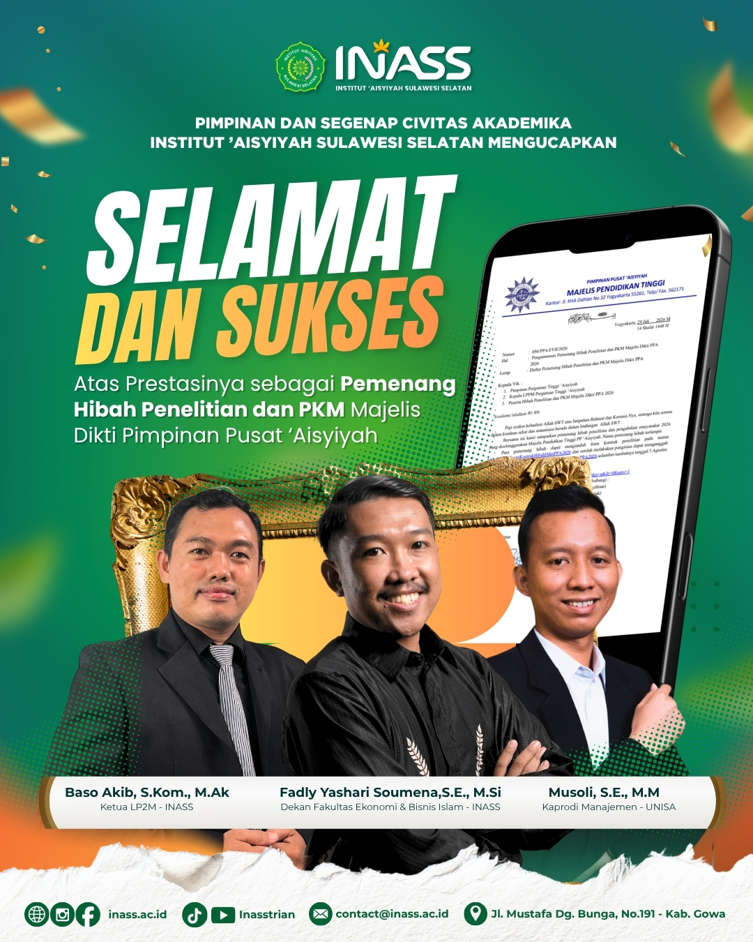 INASS Raih Hibah Penelitian dan PKM Majelis Pendidikan Tinggi PP ‘Aisyiyah 2026.